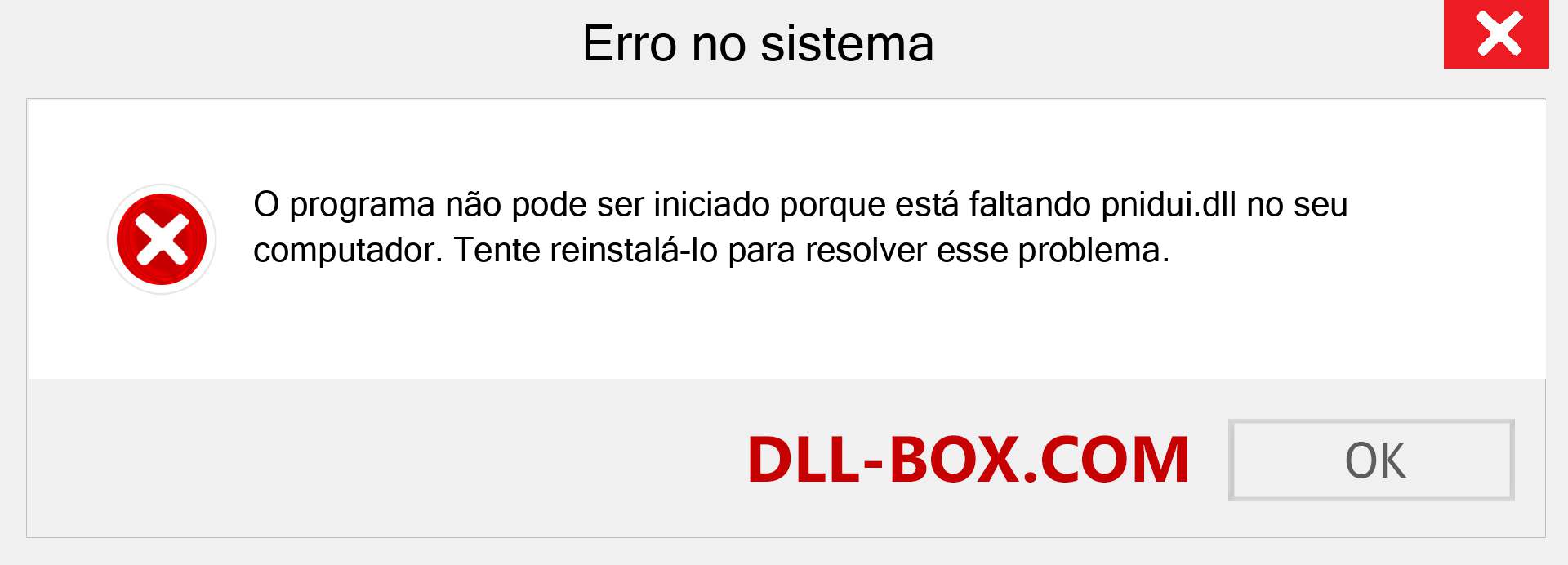 Arquivo pnidui.dll ausente ?. Download para Windows 7, 8, 10 - Correção de erro ausente pnidui dll no Windows, fotos, imagens